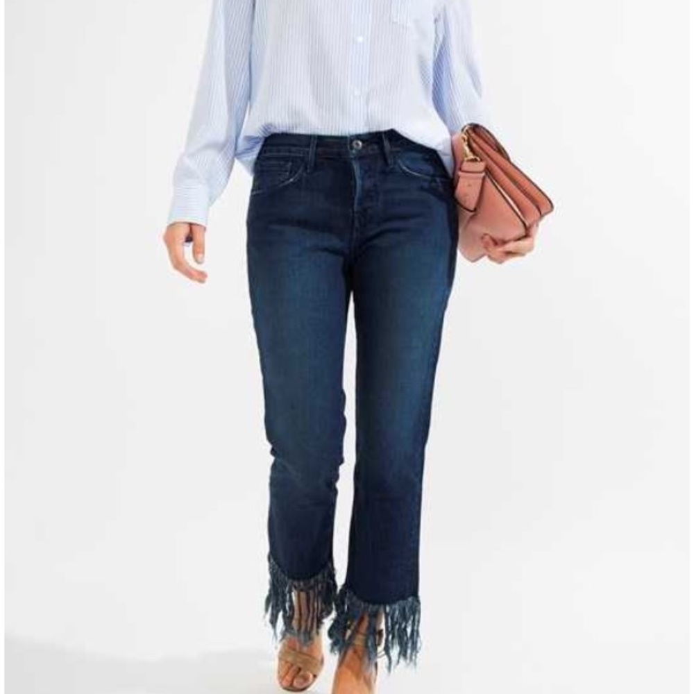 3 X 1 Straight Crop Frayed Hem Jeans Size 29